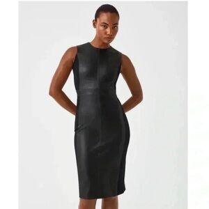 Spanx Leather-Like Combo Office Fitted Dress